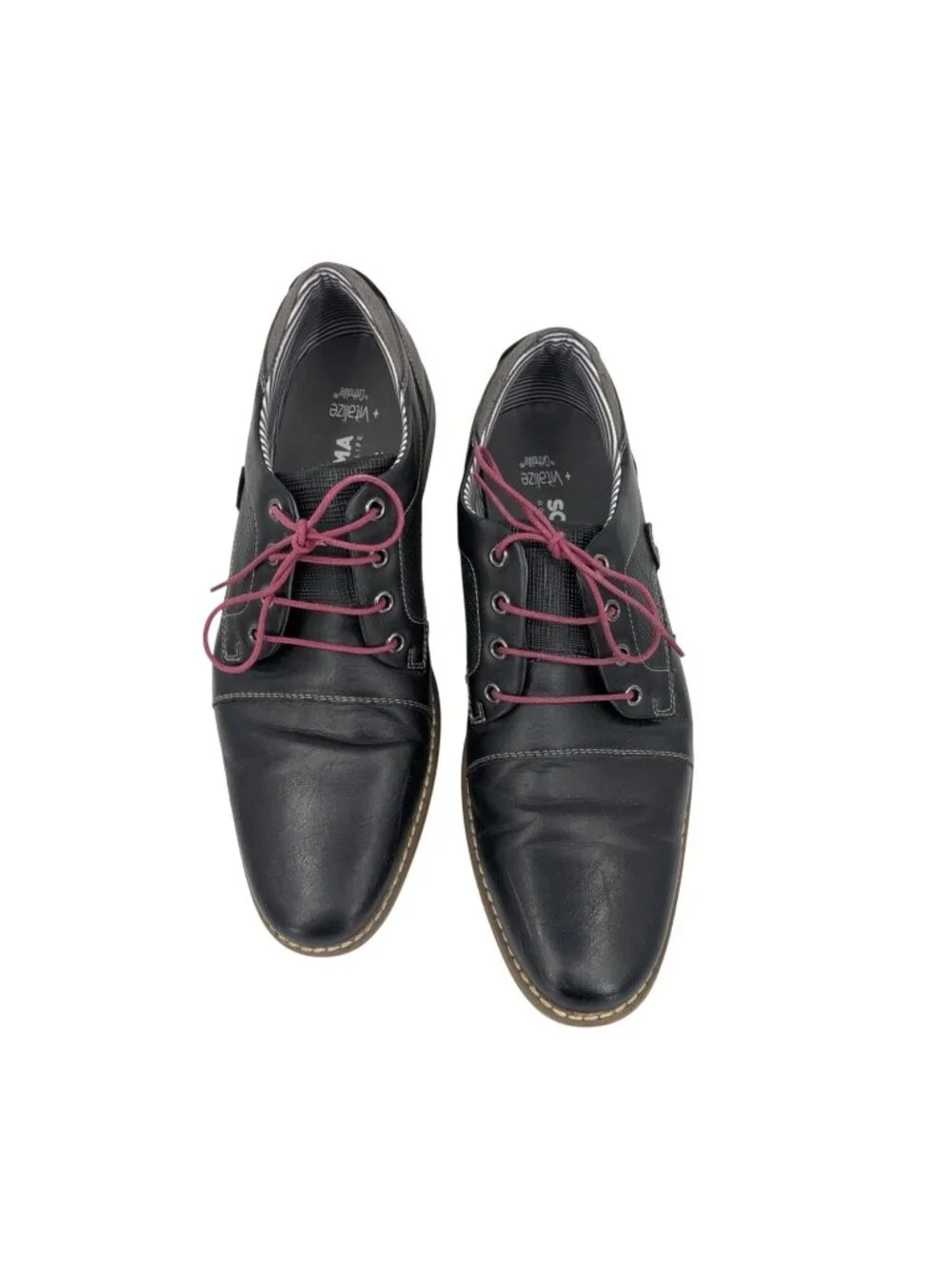 Oxford Derby Shoes Black Faux Leather Preppy Academia Everyday Comfort Size 10 M